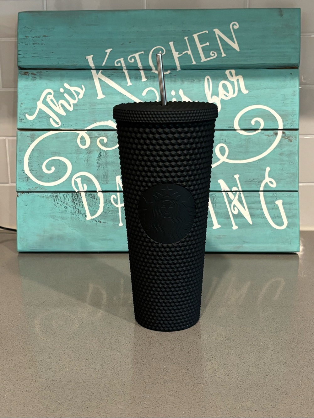 Starbucks Black Textured Studded Tumbler with Metal Straw